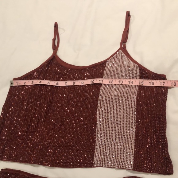🆕💞sequin & sneakers skirt set! adjustable tank top! zipper back skirt! copper! M - Picture 13 of 15